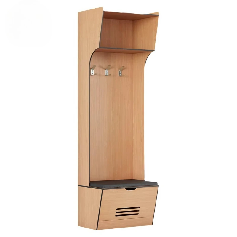 

New design solid phenolic resin athlete locker cabinet with built-in bench, made of HPL material