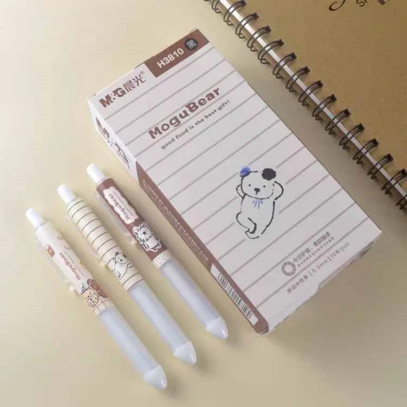 30pcs/lot Kawaii Bear Press Gel Pen Cute 0.5mm Black Ink Signature Pens Promotional Gift Office School Supplies