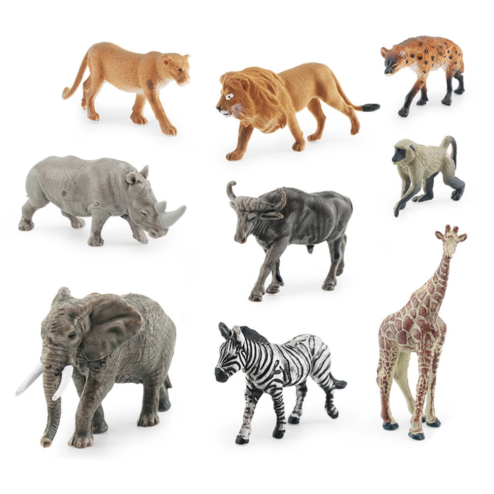 Animal Figurine Playset 9 Detailed PVC Models Featuring Safari Animals Like For Zebras & Elephants for Imaginative Play