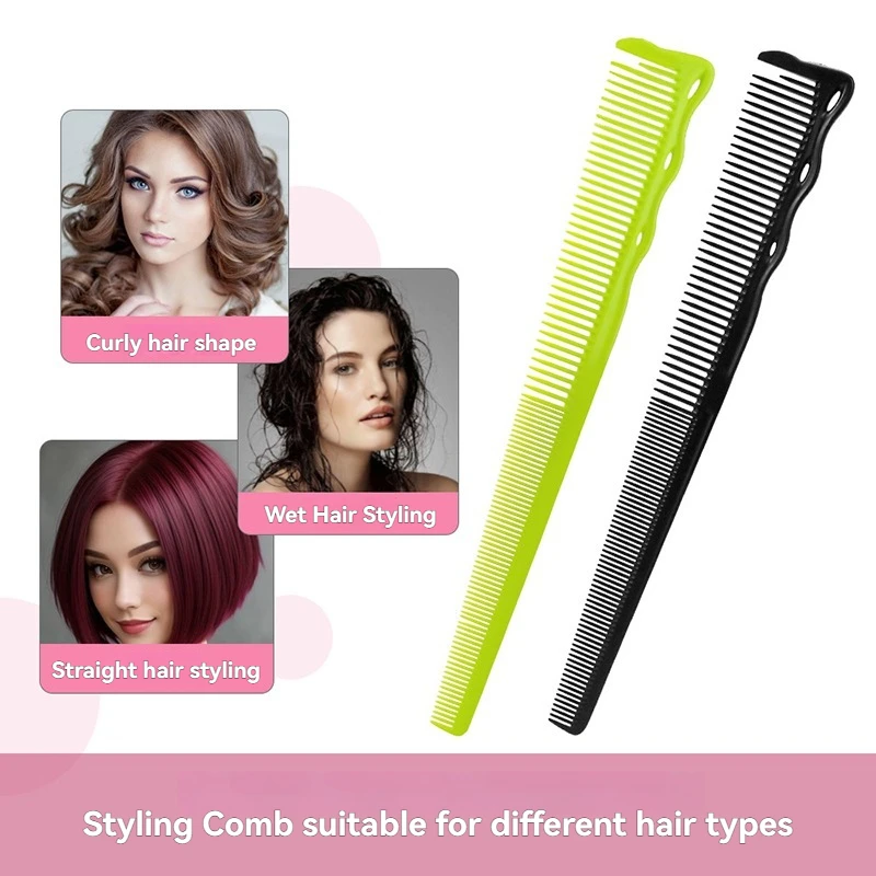 New Plastic Hair Cutting Comb for Salon Flat Head Push Type with Sparse Teeth Professional Hairdressing Tool