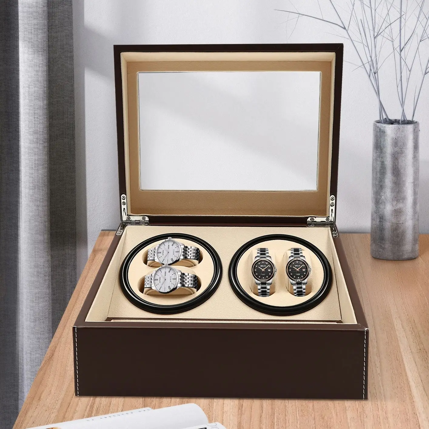 Watch Winder Box Automatic Crocodile Pattern Luxury Watch Box Suitable For Mechanical Watches Quiet Rotate Electric Motor Boxes