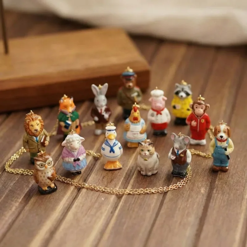 Fashionable Cartoon Cute DIY Animal Pendant Charm Titanium Steel Necklace Pig Owl Brown Bear Pendant Holiday Jewelry Accessories