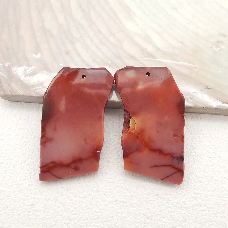 Semiprecious Stones Natural Mookaite Jasper Fashion Nugget Earring Beads Jewelry Accessories For Women 38x20x3mm 11.9g