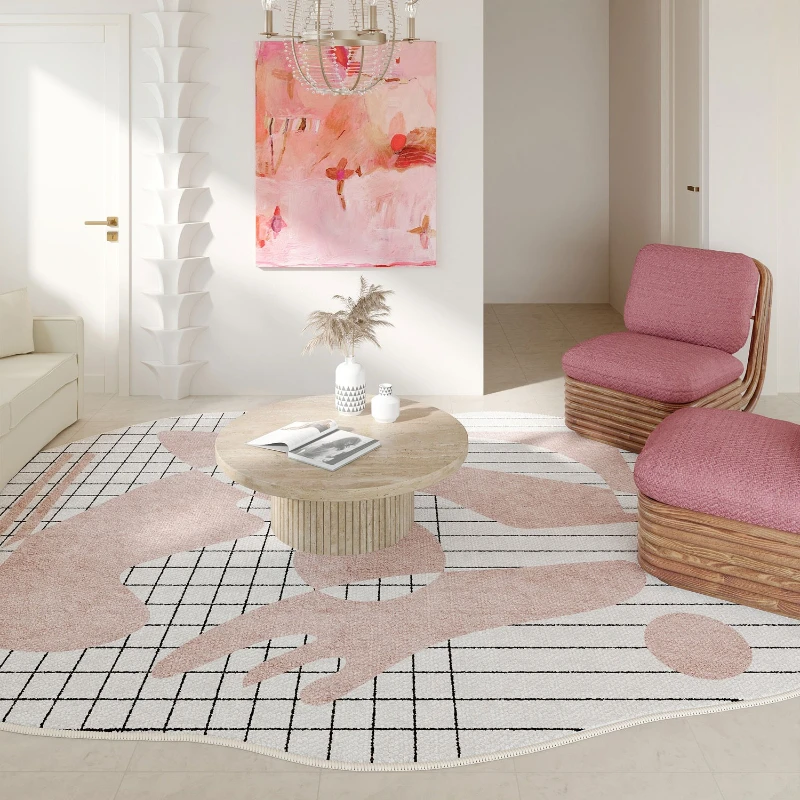 

Large Area Bedroom Decor Pink Carpet Irregular Shape Carpets for Living Room Washable Lounge Floor Mat Anti-slip Study Soft Rug