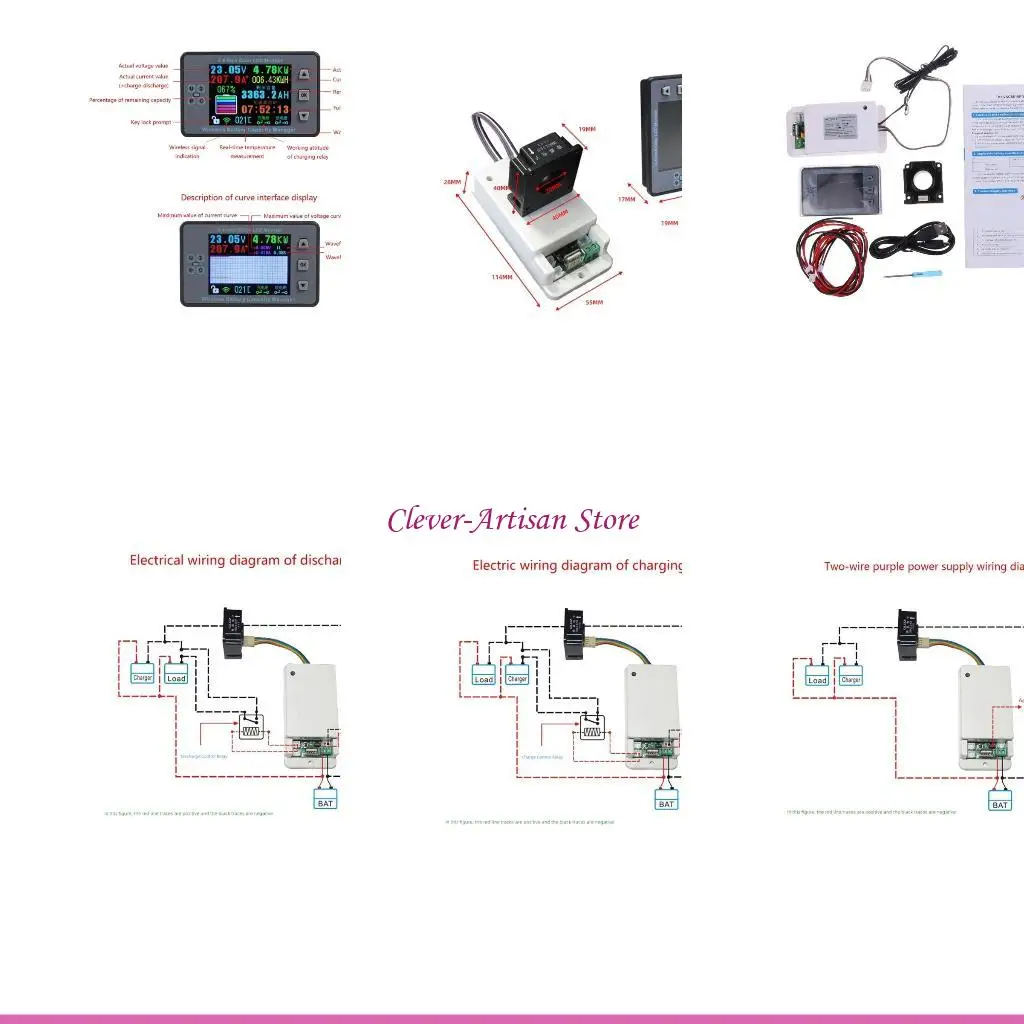 

E06B 50A/100A/200A/300A/500A Wireless Meter Ammeter Battery Charging Capacity