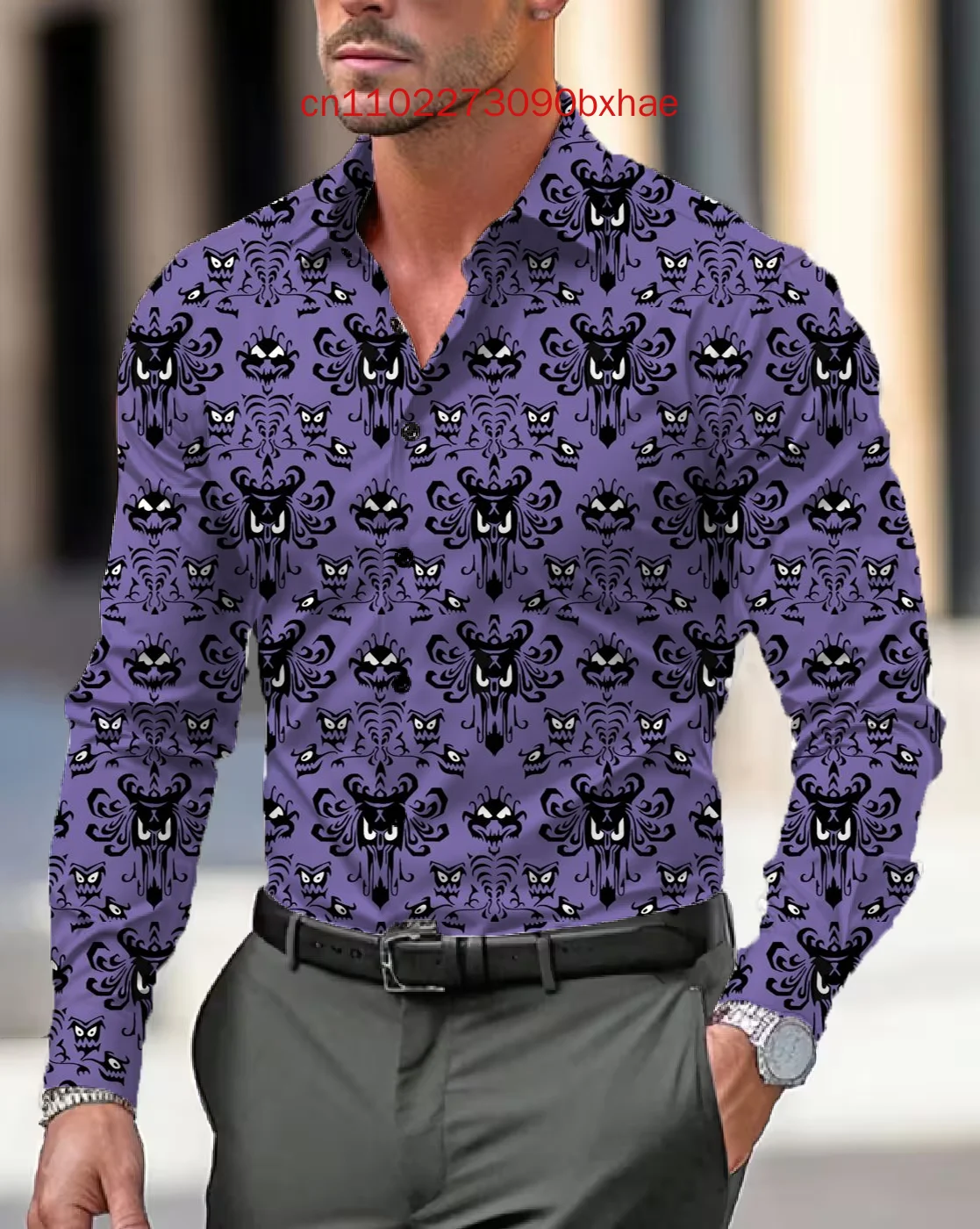 

Men's Shirt Retro Street 2025 Autumn/Winter New Halloween Fashion 3D Printed Men's Shirt Long Sleeve Button Top