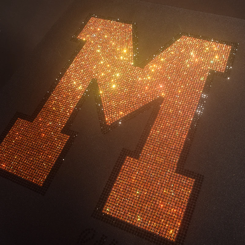 Sparkling Letter M with Script Word Rhinestone Heat Transfer for Tops, Bags and Daily Inspirational Home Decor​