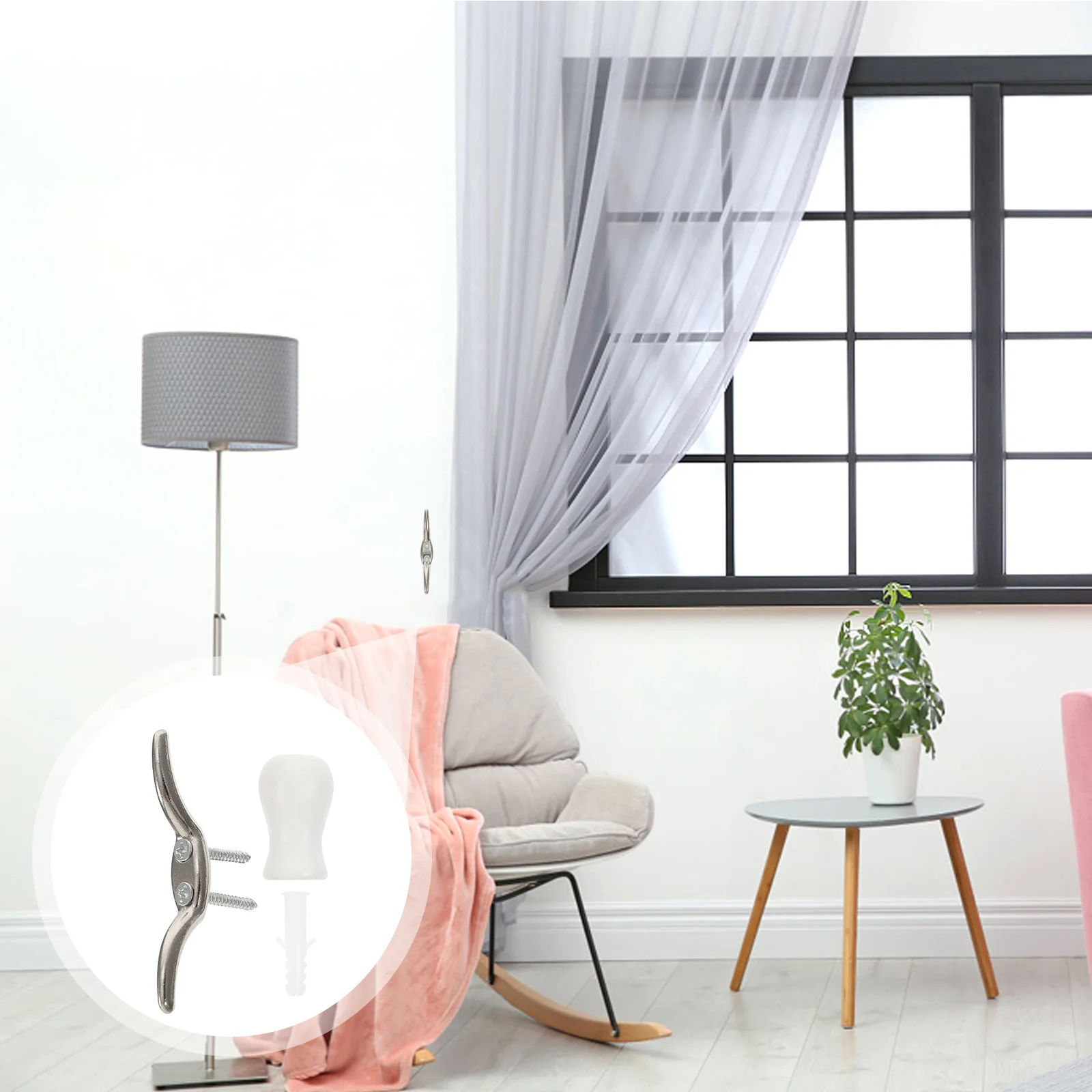 

1Set Metal Positioning Hooks Blind Cord Holder Window Blind Pull Cord Knobs Rolling Curtain Accessories Safety Cleats