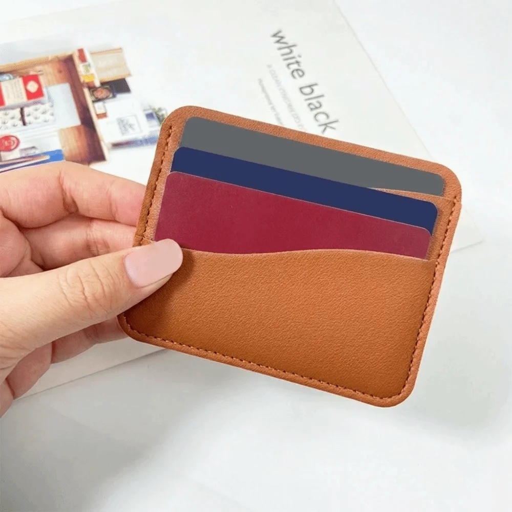 Fashion Solid Color Mini Card Holder Pu Leather Multi-functional Bank Card Case Korean Style Wallet Coin Purse Men/Women