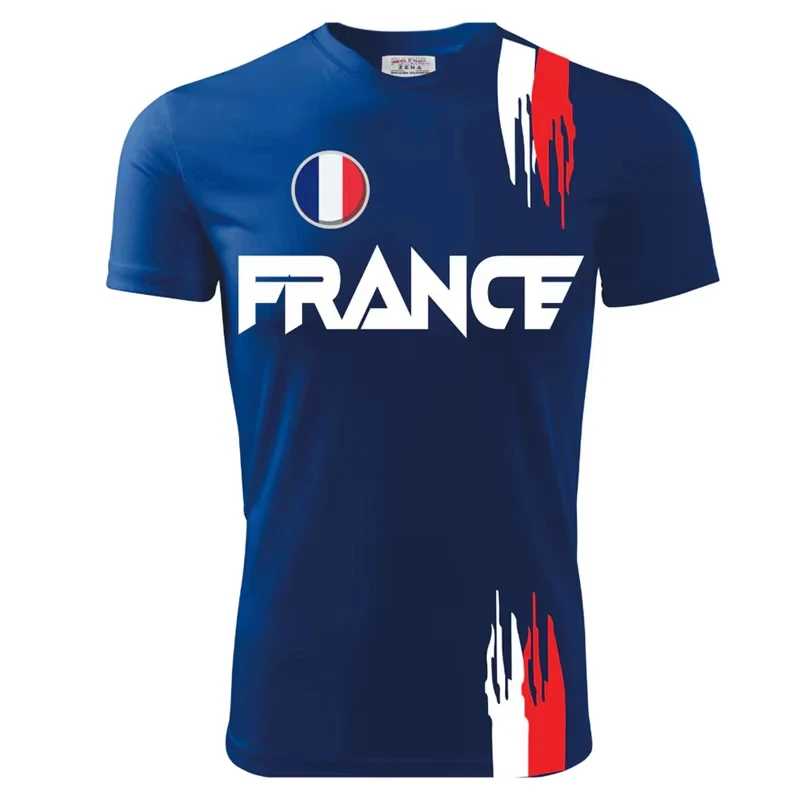 FRANCE 3D Print Sports Quick-dry Breathable Men T-shirt Outdoor Football Jersey Team Fan Parent-child Short Sleeve Clothes Top