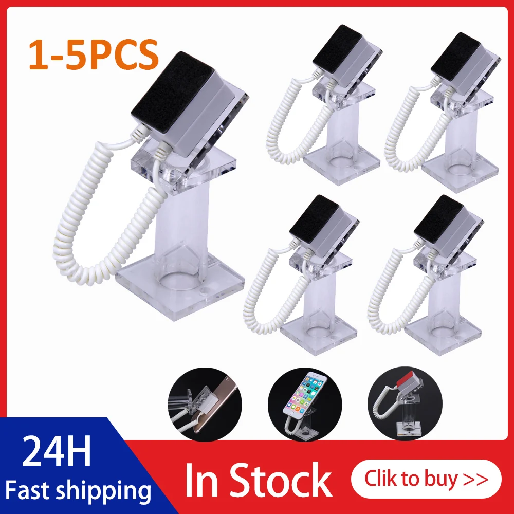 1-5PCS Anti-theft Security Mobile Phone Display Stand Holder Spring Oval-shaped Acrylic Mobile Phone Security Display Stand