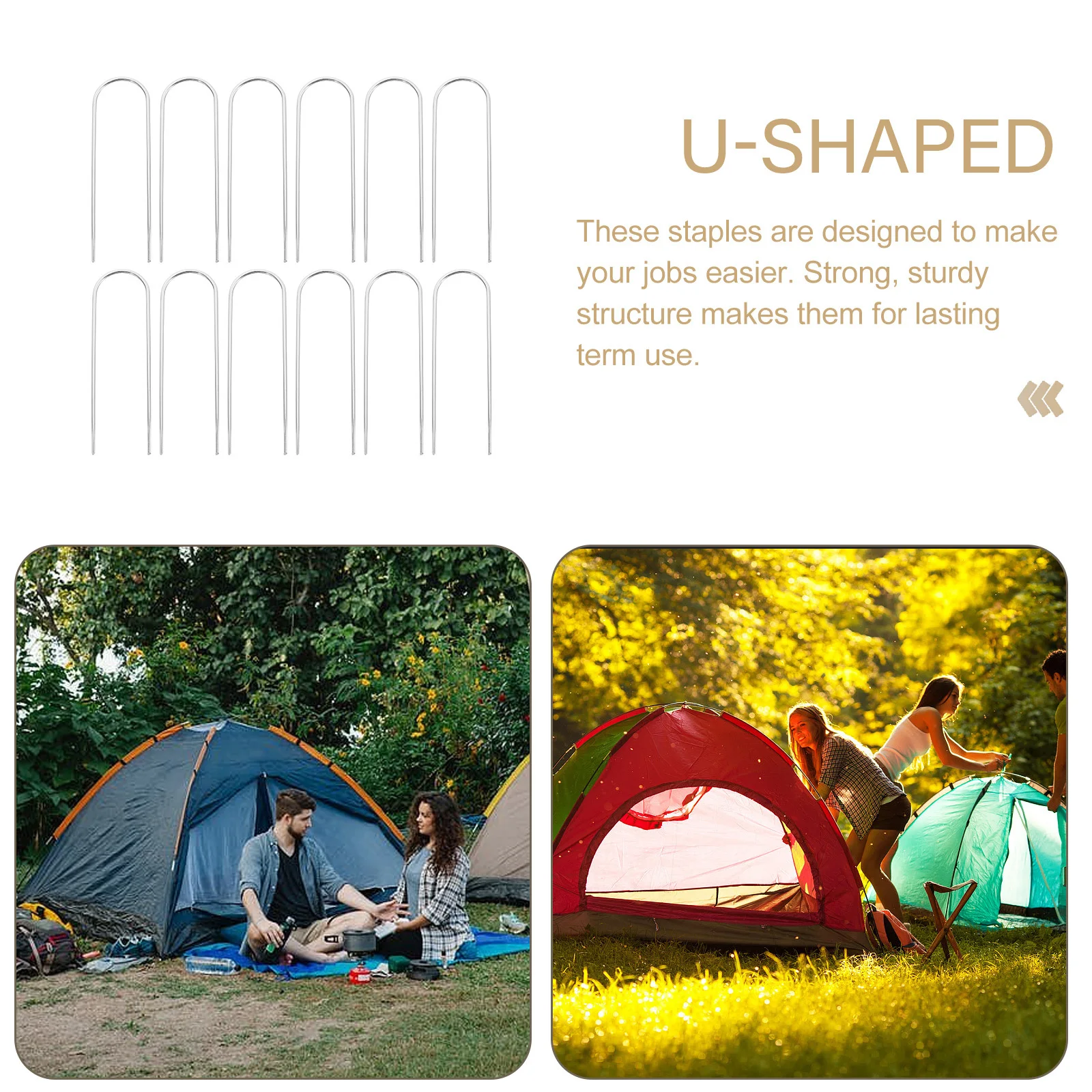 

12pcs U-Shaped Landscaping Staples Heavy Duty Garden Stakes For Fencing Yard Tent Trampoline Ground Fasteners Landscape Spikes