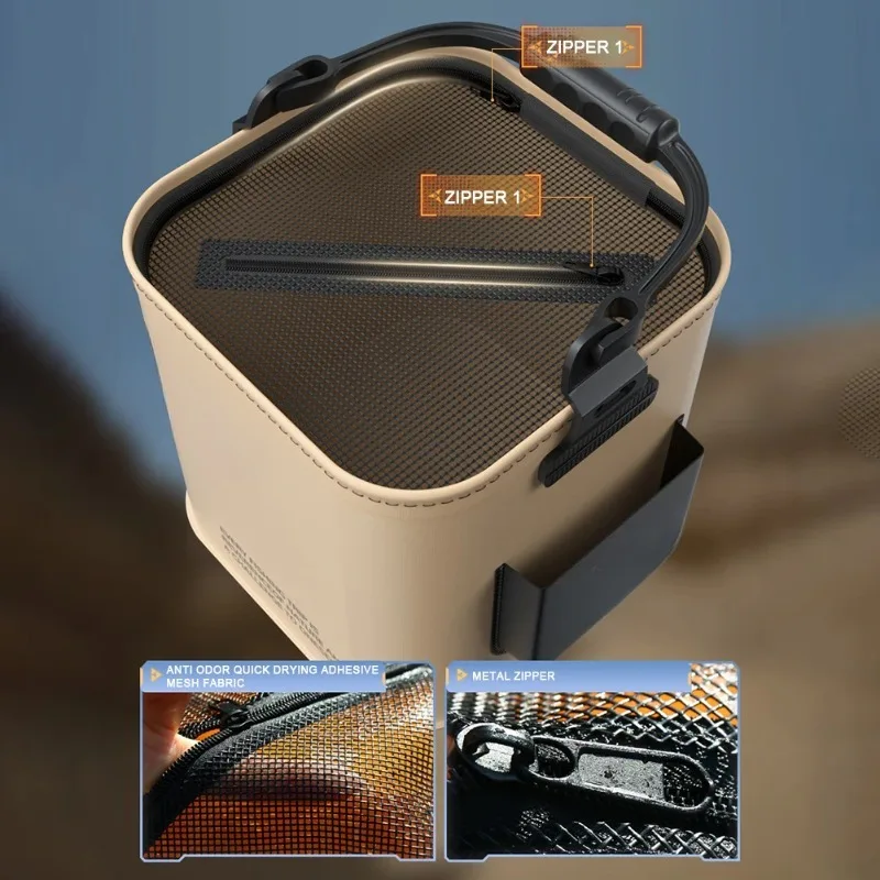 13L Foldable Fishing Bucket Outdoor Sturdy Hand Carry Fish Bucket Large Capacity Carrying Bucket Camping Fishing Buckets