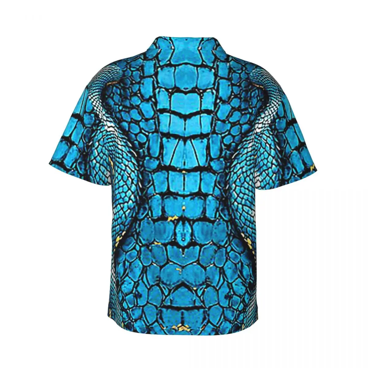 Snake Skin Blue Snake Serpent Animal Print Viper Fashion Men's Shirts Hawaiian Short Sleeve Shirt Button Tops for Summer Beach