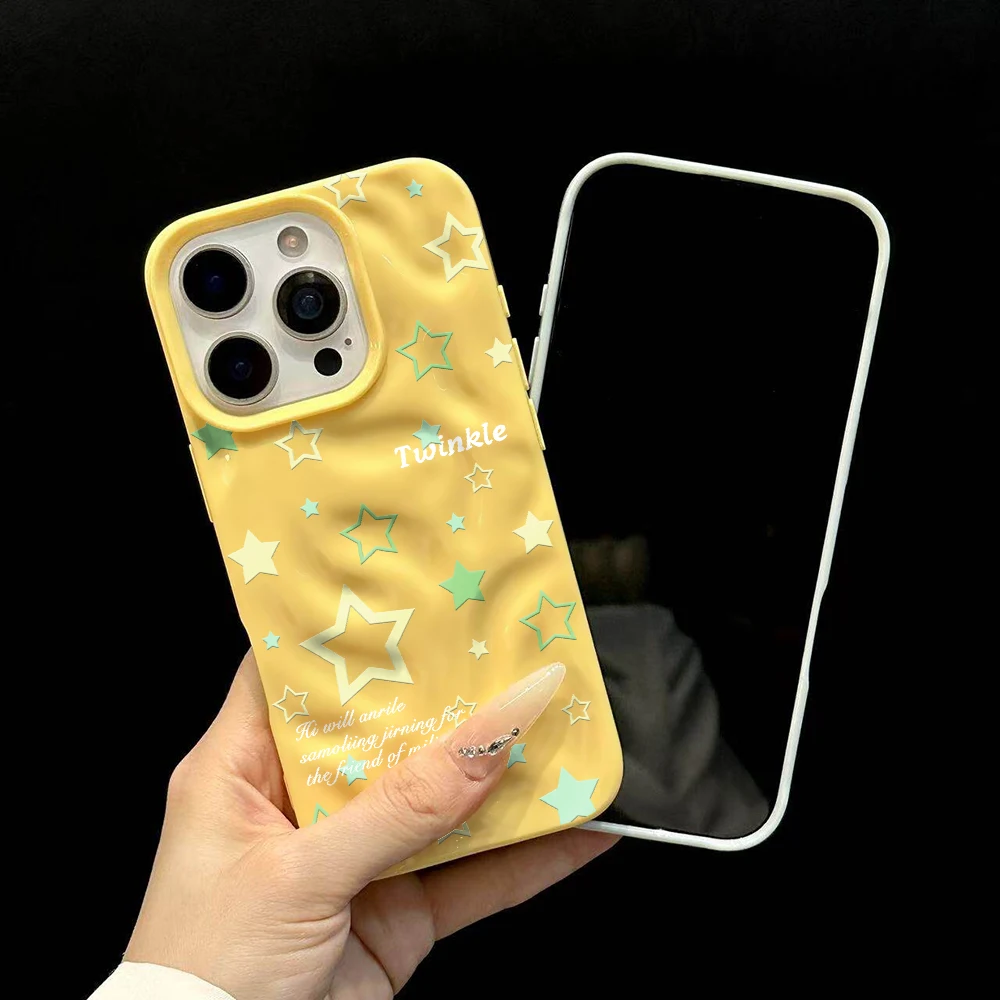 Koreanische Stars Mode Handyhülle für iPhone 17 16 15 14 13 12 11 Pro Max 14 Plus 17Air Falten-Wellen Weiche Silikon Anti-Sturz-Hülle – Detail 6