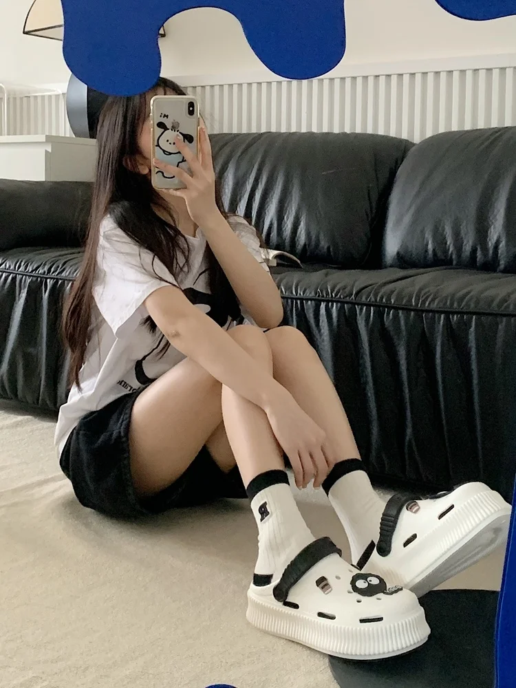 Man Women Couples Garden Shoes Smmer Outdoor Slipper Thick Bottom DIY Hole Shoes Female Funny Sandals