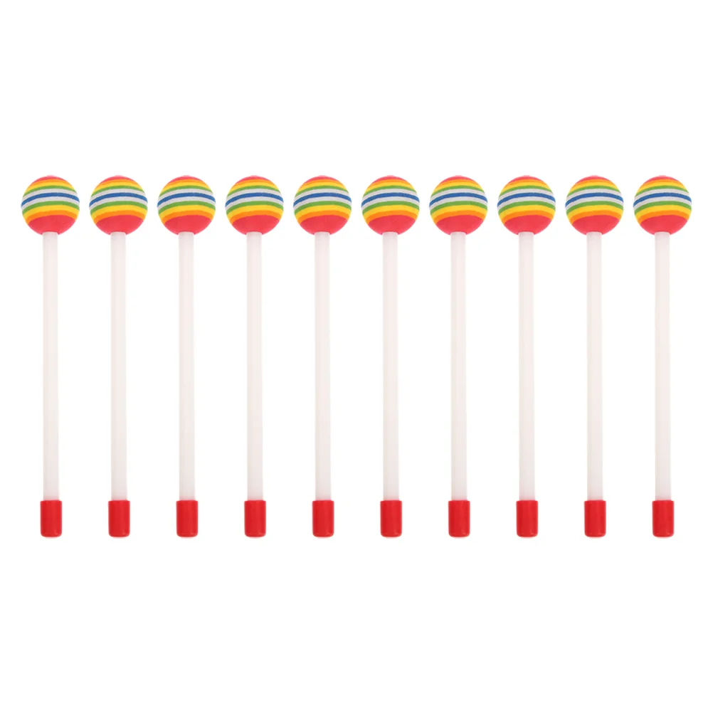 

10pcs Drum Sticks For Drums Long Durable Rainbow Head Creative Percussion Instrument Stick Band Stage Supplies Practice