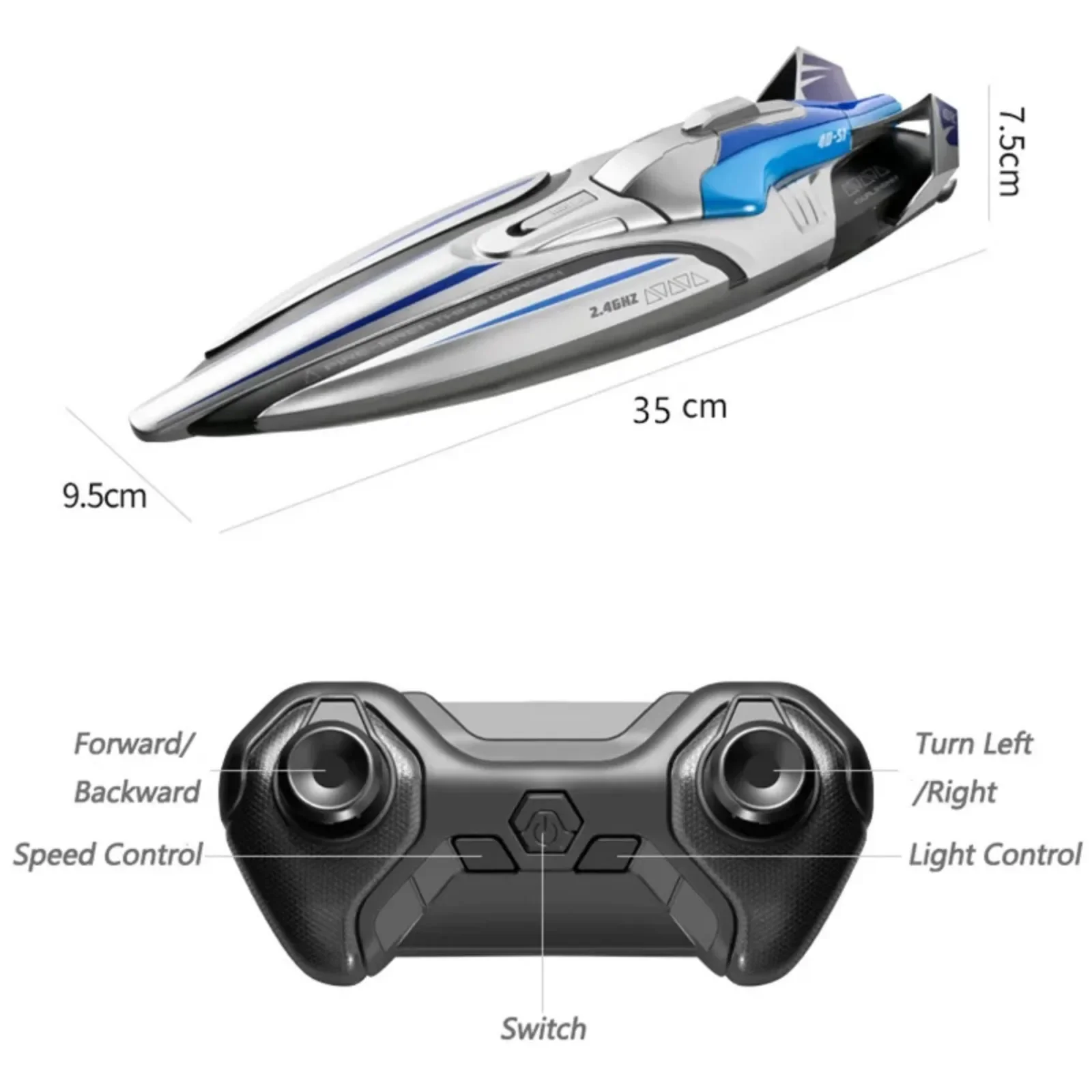 Hors-bord de course à grande vitesse RC pour enfants, 30km par heure, radio 2.4G, bateau solitaire, jouets pour enfants, télécommande, soleil, jeu d'eau