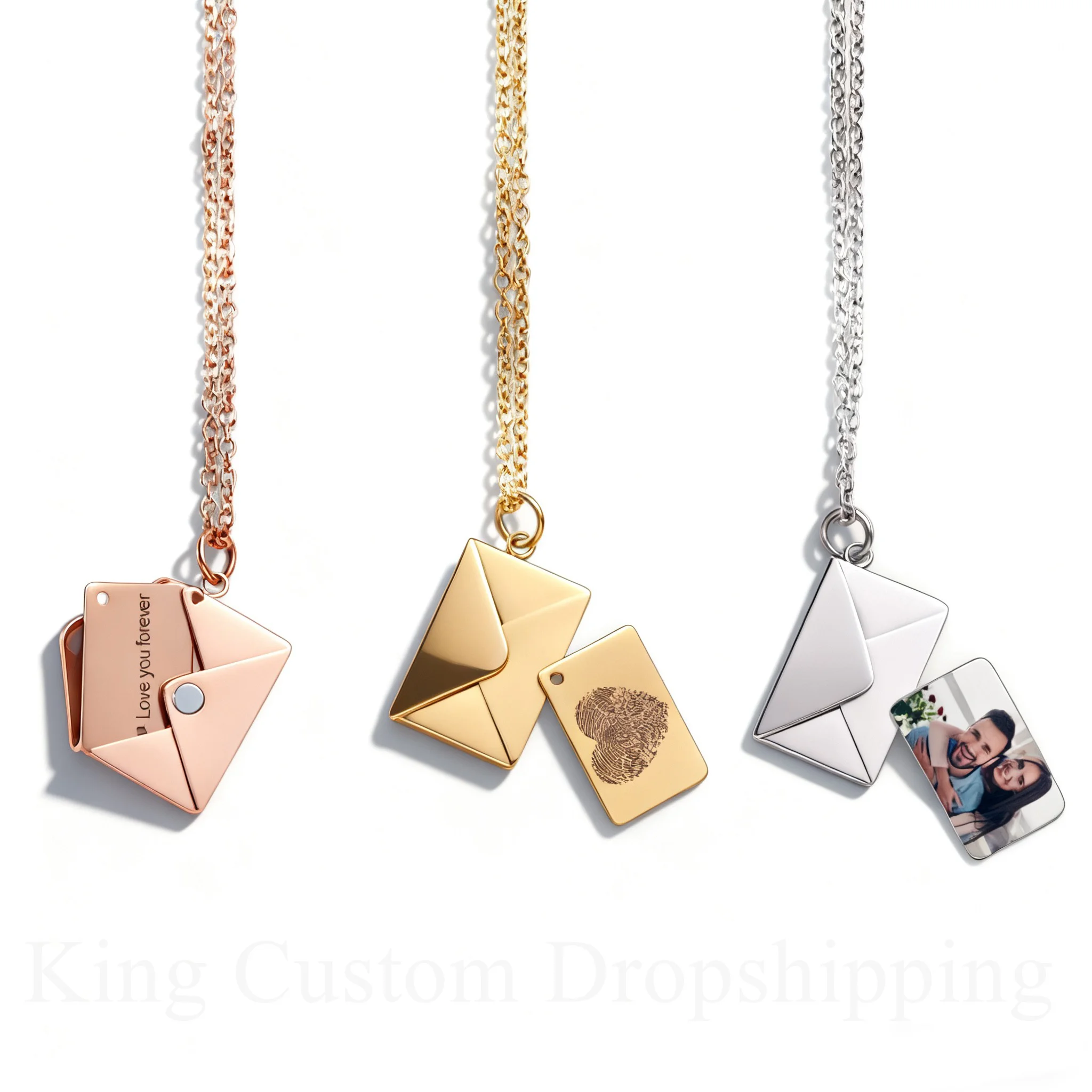 

Custom Engraving Photo Locket Mail Envelope Couple Necklace Sentimental Relationship Jewelry Trendy Best Friend Gift