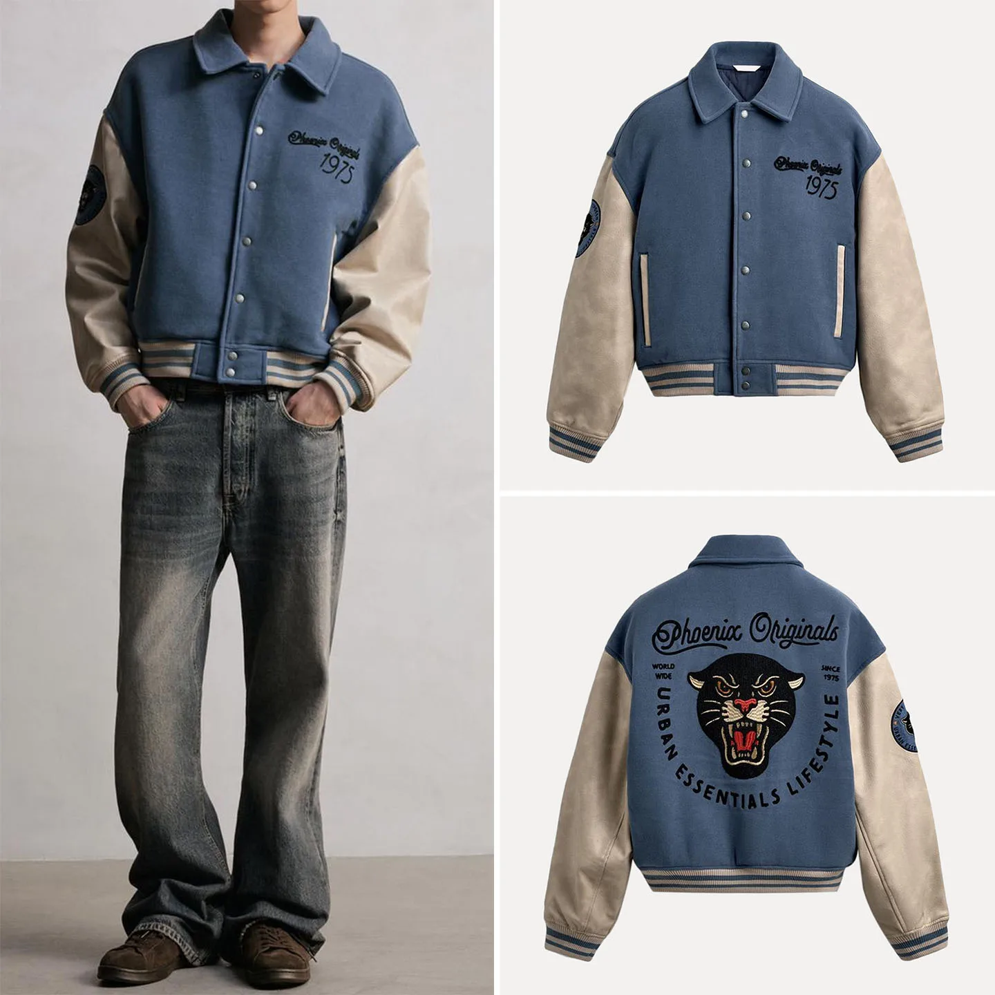 

2025 Winter New Men's Faionable Patchwork Color Blo Pilot Jaet Coat Casual Sle Long Sve Stand Fit Youth Daily Wear