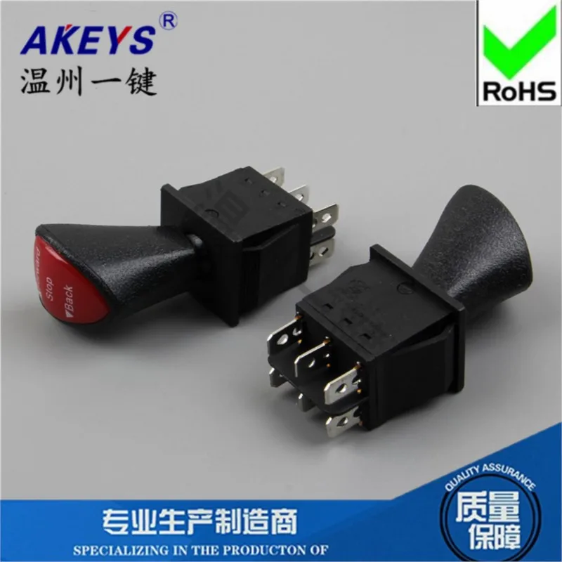 1PC Remote sensing car handle black boat three gear six pin 31x25mm boat switch kcd4-604-6p English