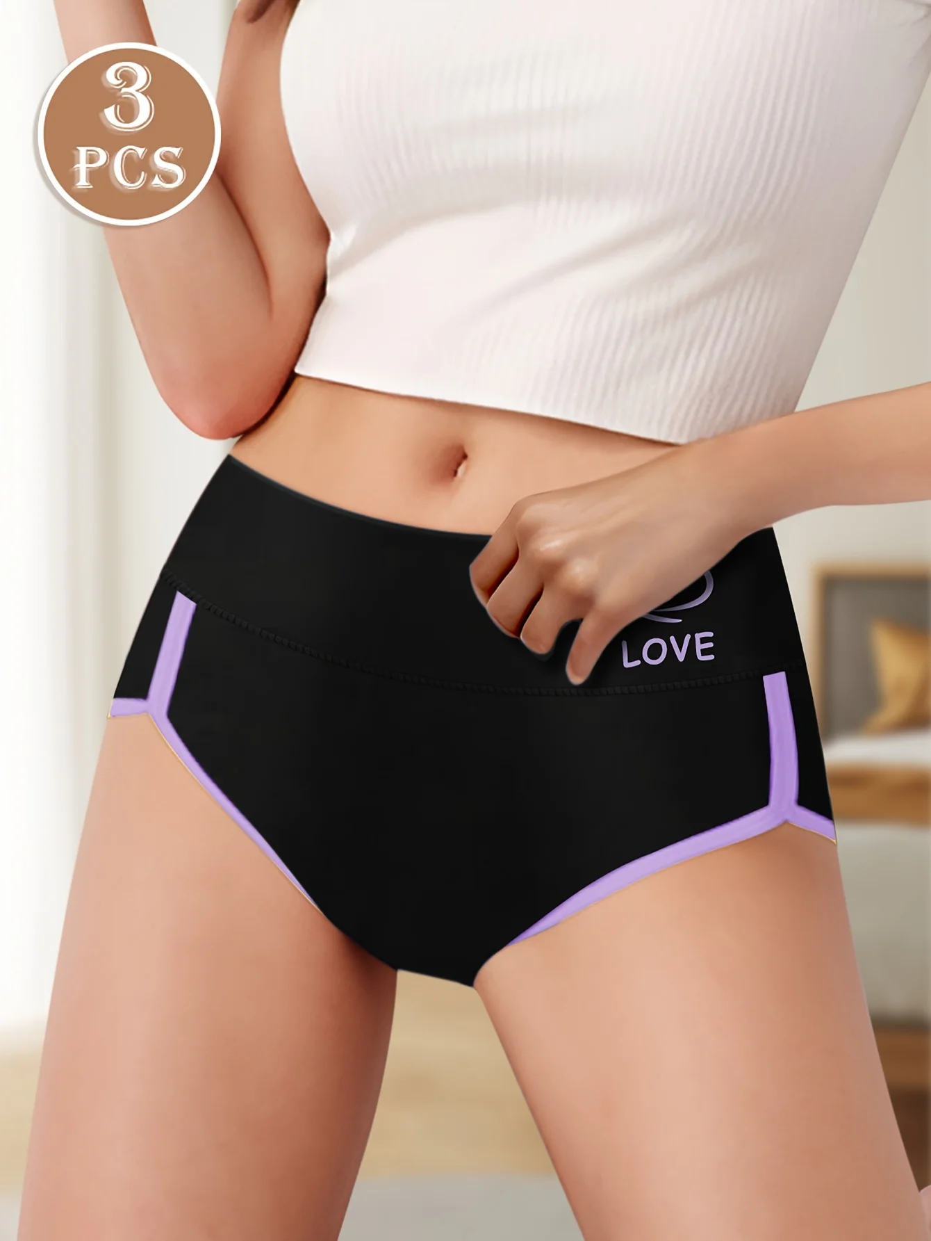 3-Pack Women's High-Waisted Tummy Control Briefs - Elegant Contrast Trim with F… - Image 4
