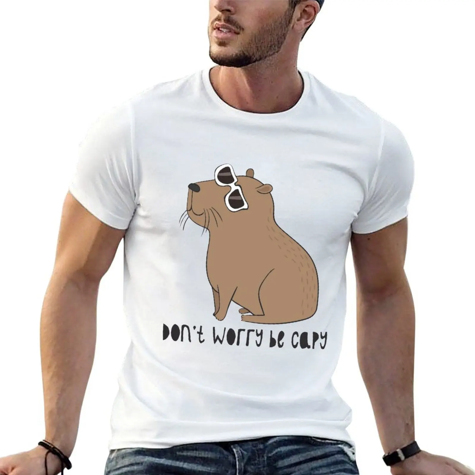 Don_t Worry, Be Capy Awesome Cute Capybara Gift T-Shirt custom shirt graphics T-shirt men