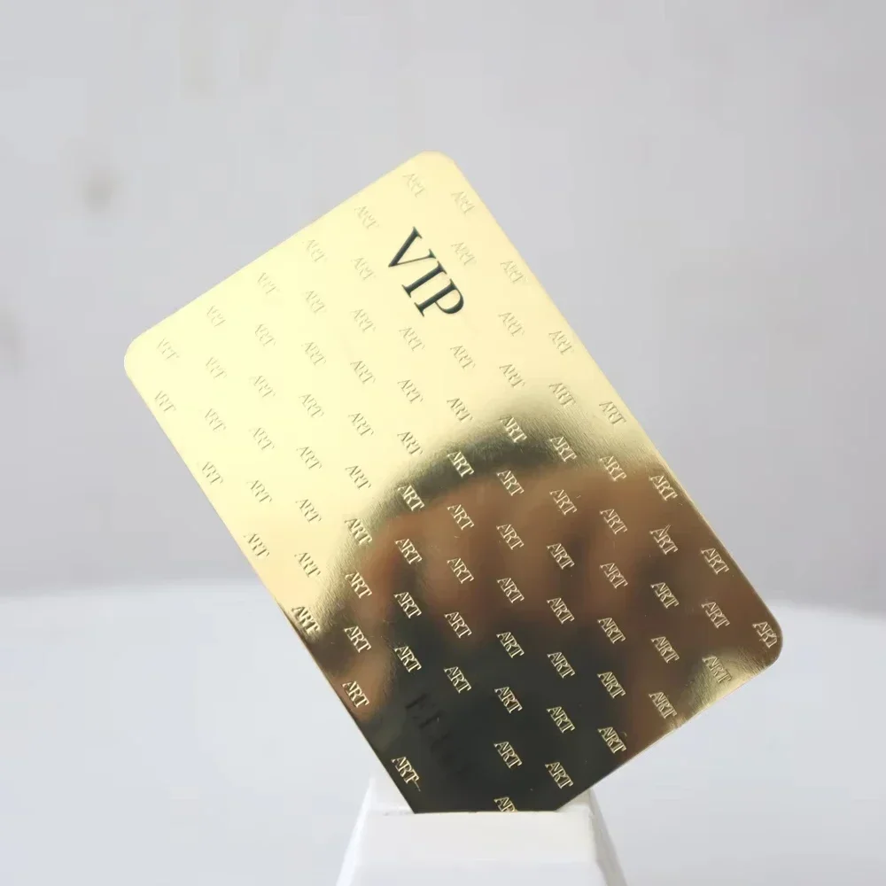 

НОВАЯ Золотая нержавеющая сталь создает собственную умную визитную карточку на заказ, черные металлические визитные карточки с логотипом