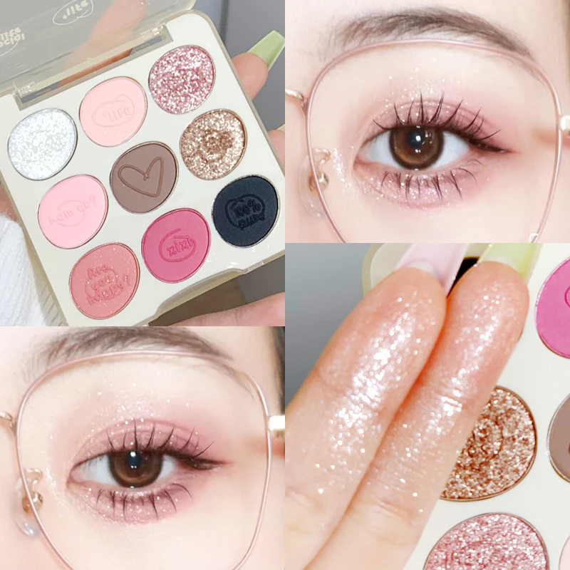 Lovely Graffiti 9-Color Eyeshadow Palette Matte Pearlescent Glitter Eye Shadow Long-Wearing High Pigmented Eyes Makeup Cosmetics