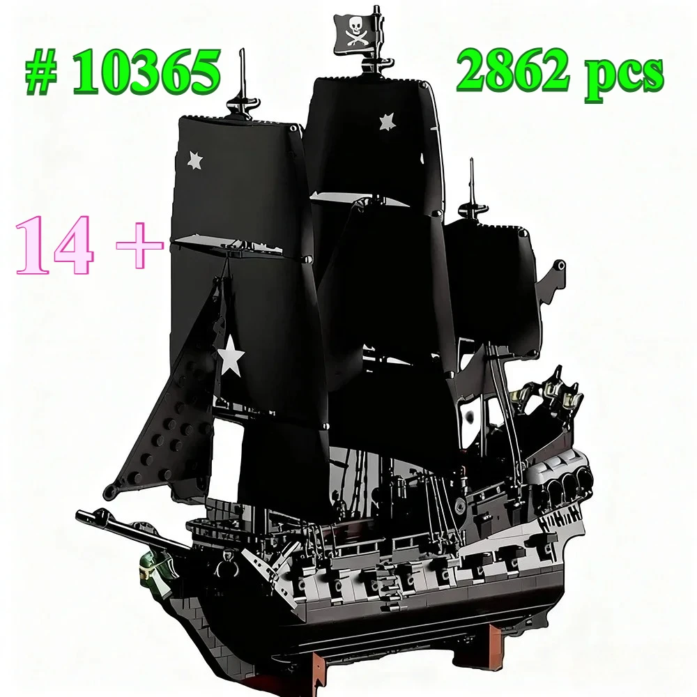 

Наборы строительных блоков Black Domineering Pirate Ship 10365, подходящие для подарков на день рождения, совместимые с деталями Legoed, 2862 шт.