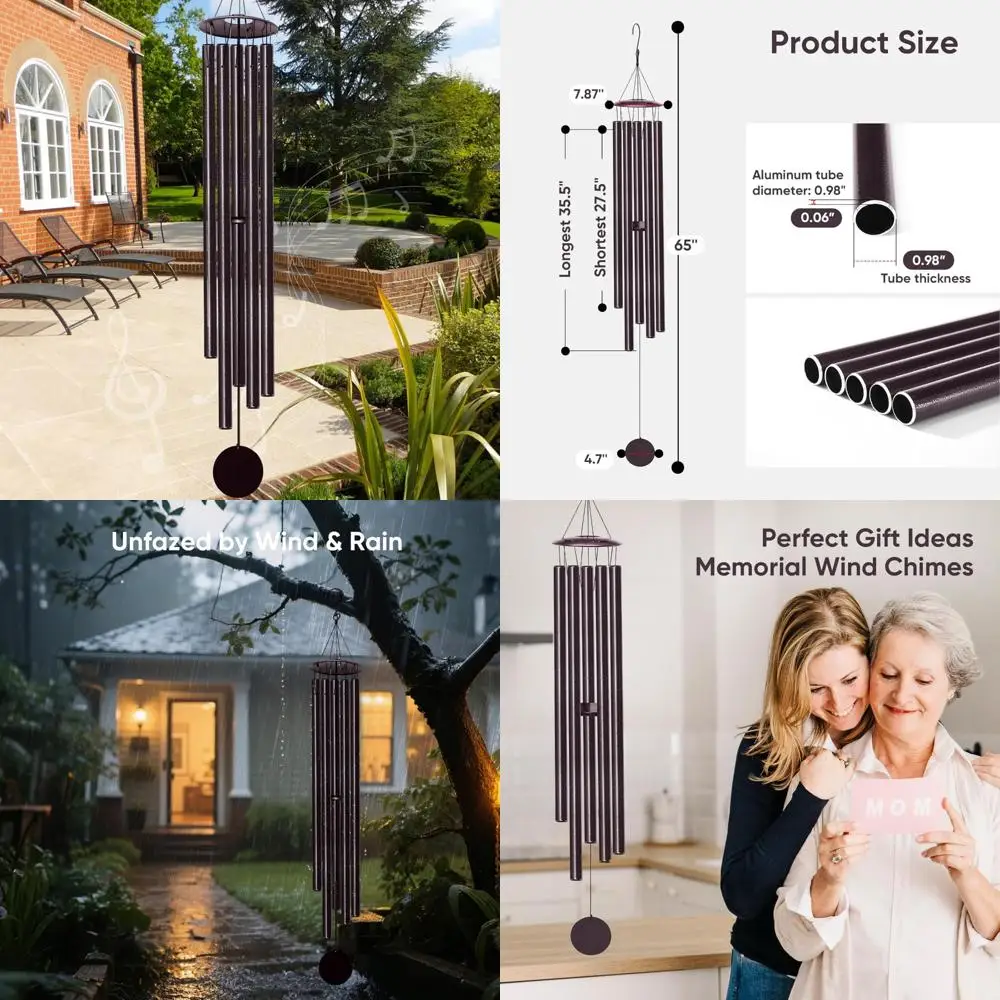 

Outdoor Deep Tone Wind Chimes - 65-inch Garden Patio Balcony Memorial Decorative Wind Chimes for Serene Atmosphere