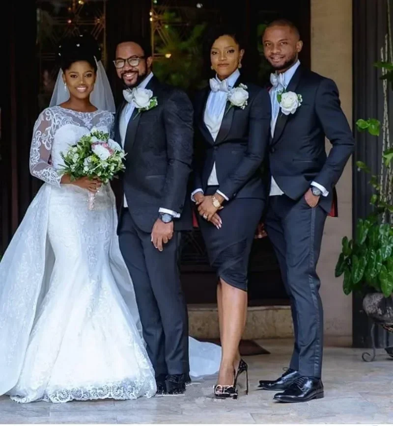 Personalizado primavera país renda sereia vestido de casamento com mangas trem destacável jóia pescoço branco africano nigeriano renda nupcial