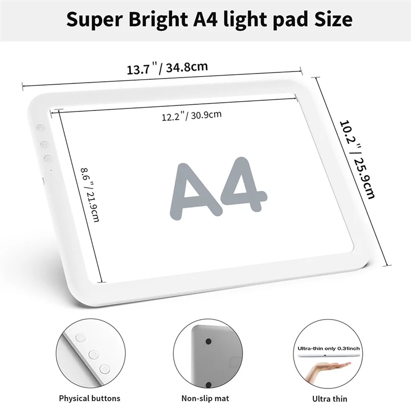 MLGB-Super Bright Light Pad A4 With 3500Mah Battery For Weeding Vinyl,6 Level Dimming,3 Color Temperatures Light Table