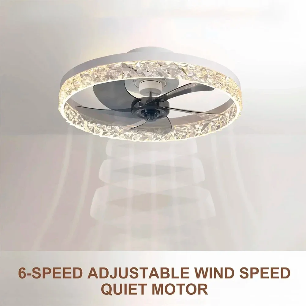 

Modern Ceiling Fan With LED Light 50CM Crystal Ceiling Fan Lamp For Bedroom Living Room Fan Remote Control Dimmable Led Fixture