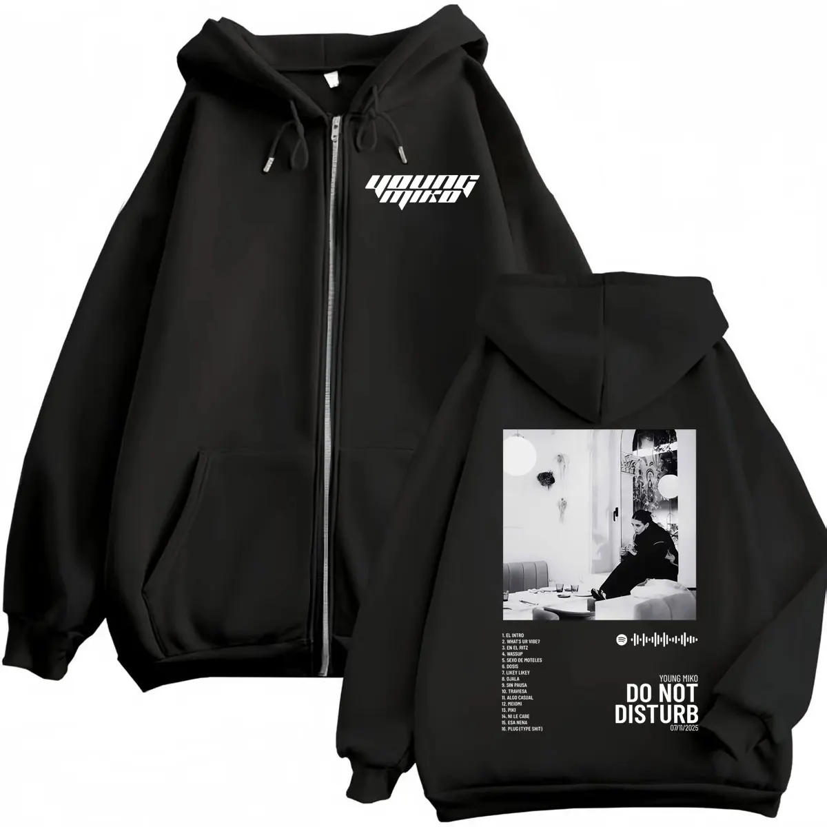Young Miko Do Not Disturb Album Poster Graphic Zipper Hoodie Hip Hop Vintage Zip Up Pullovers Men Women Casual Loose Sweatshirts