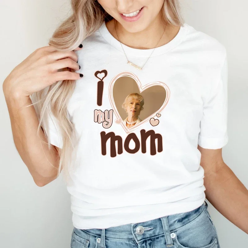 

I Love My Mom with Mother's Photo Cotton High Quality Graphic Tee Custom T-shirts Harajuku Your Text Here DIY Own Picture Tshirt