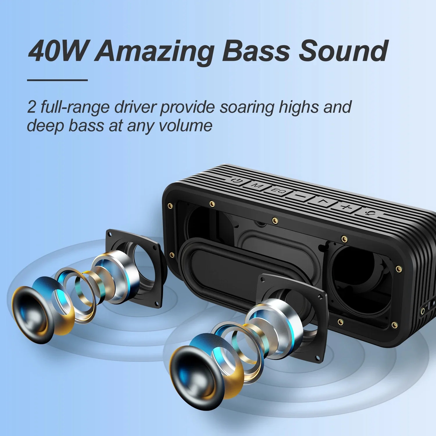 Bogasing m4 alto-falante bluetooth 40w coluna de som sem fio baixo estendido ao ar livre ipx7 à prova dwaterproof água portátil subwoofer estéreo surround