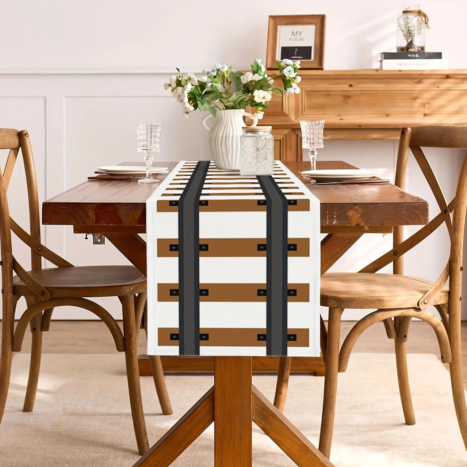 Bieżnik na stół z motywem zach – Linen Table Runner recenzja i cena