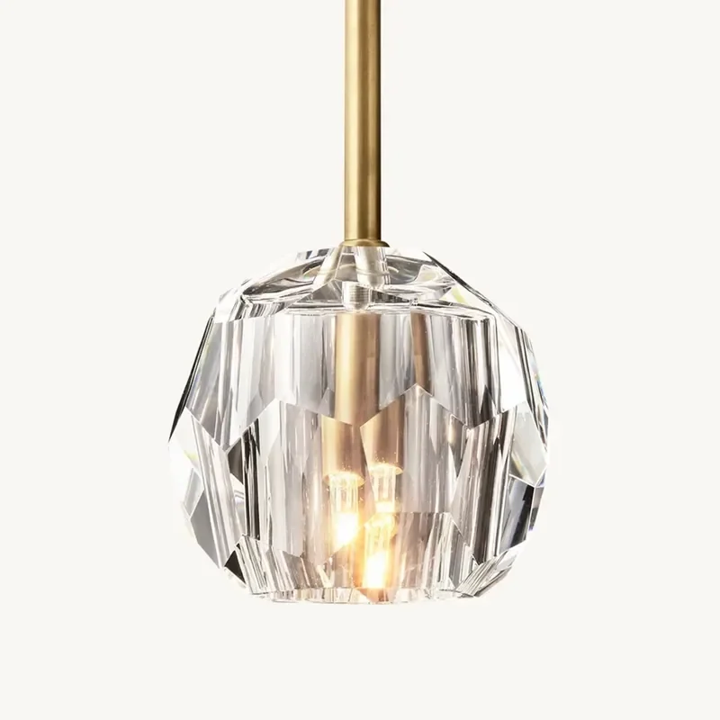 Modern Nordic Crystal Glass Chandelier Solid Brass Single Pendant Light Simple Decoration Fixture for Kitchen Island Dining