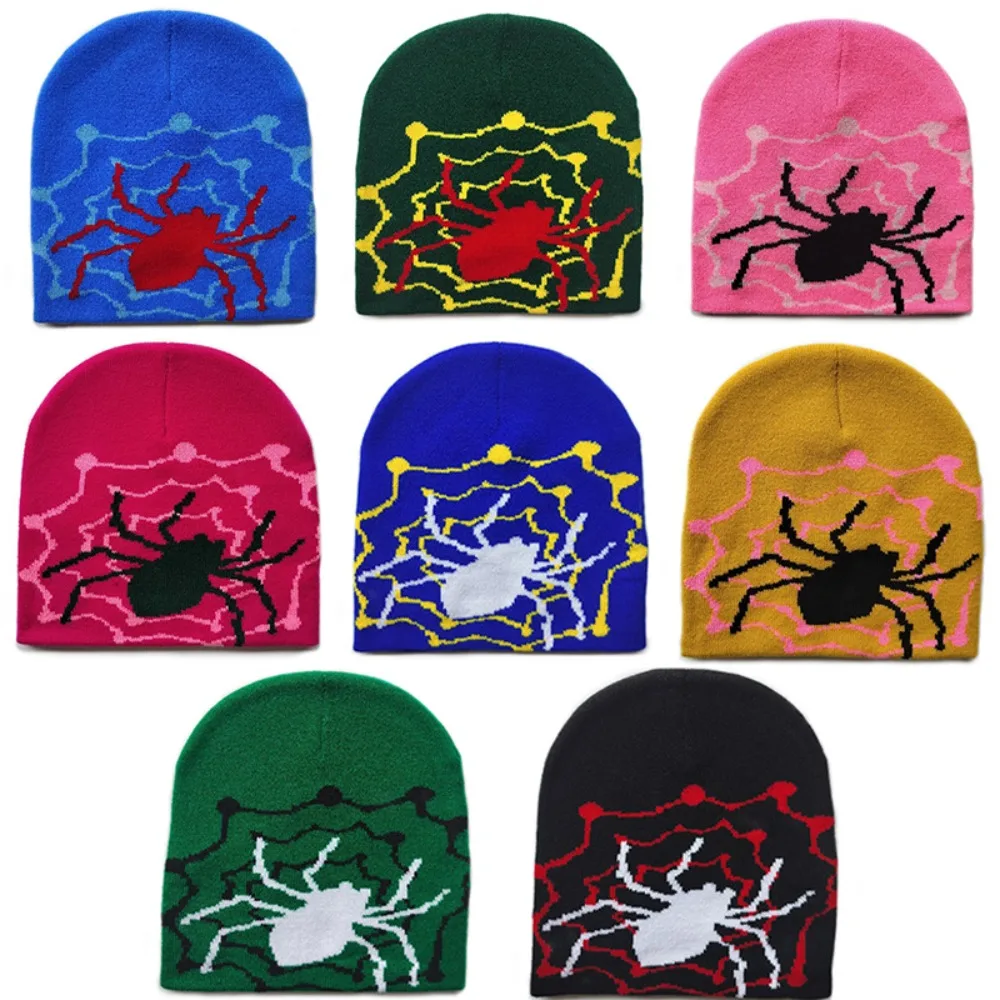 Fashion Spider Print Knitting Cap Hat Breathable Highly Elastic Beanie Bonnet Keep Warm Cold Cap Men Women