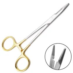 1pcs Multifunctional needle holder with scissors 12.5cm/14cm Needle Holder Insert with Scissors Gold Handle Clamp