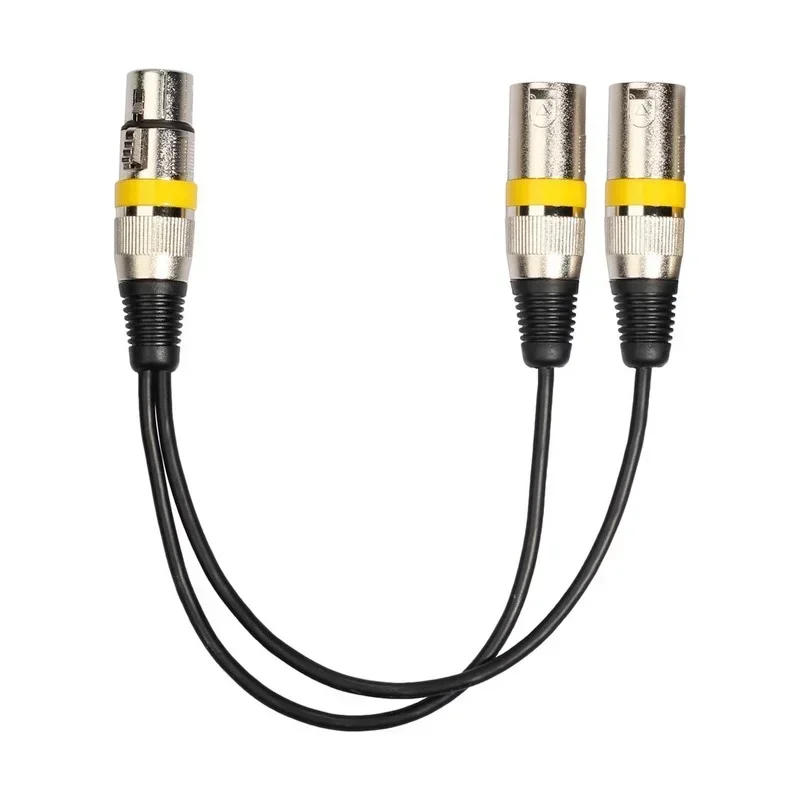 XLR fêmea Jack para Dual macho Plug Y Splitter cabo adaptador fio, amplificador alto-falante, fone de ouvido, cabos misturadores, 3Pin, 30cm