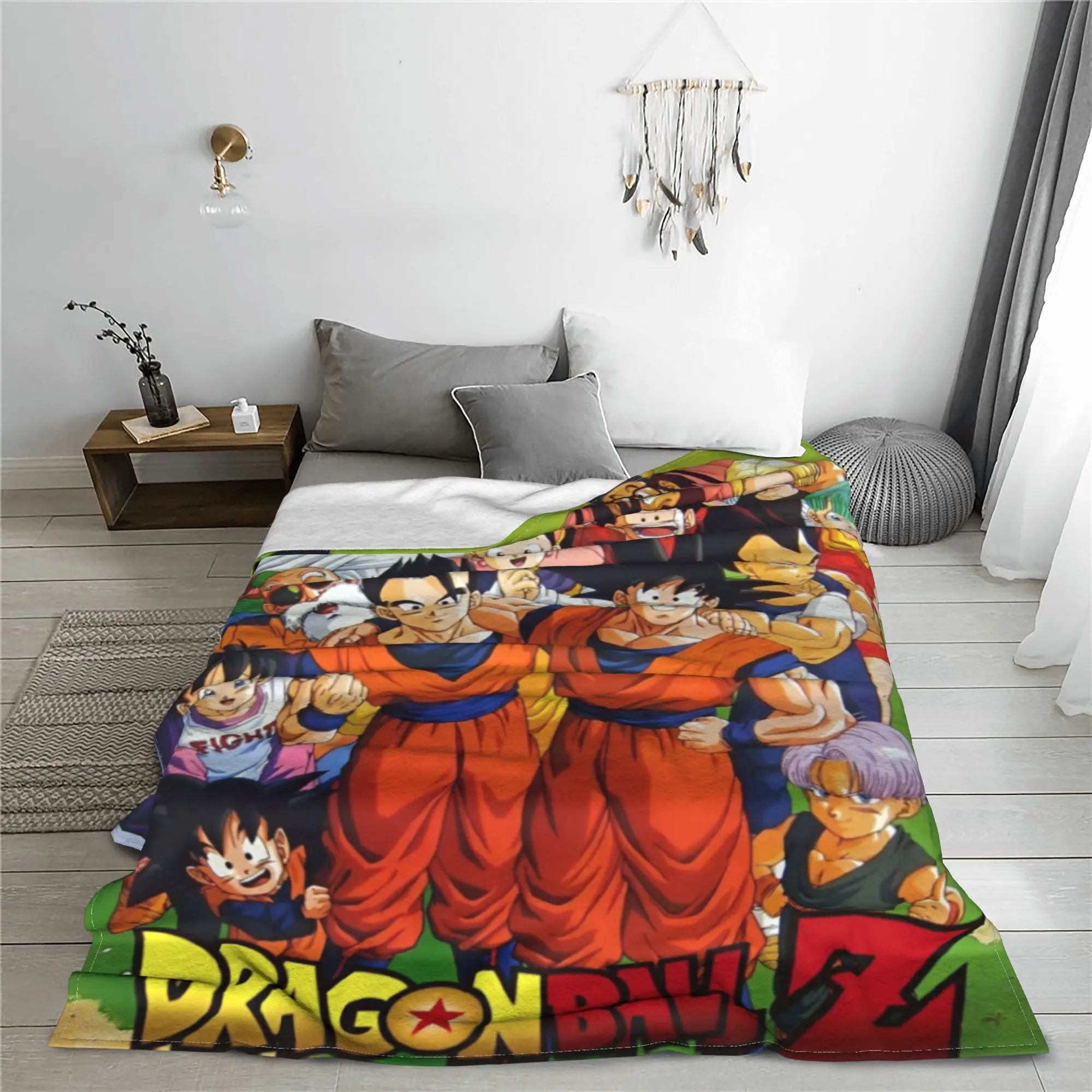 D-Dragon-Ball Japan Cartoon Knitted Blankets Flannel Son Goku Anime Ultra-Soft Throw Blanket for Outdoor Throws Plush Thin Quilt