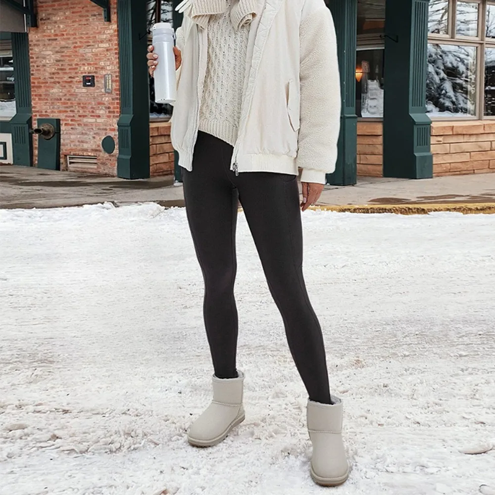 

Winter Fleece Lined Leggings with Pockets High Waist Yoga Pants for Women