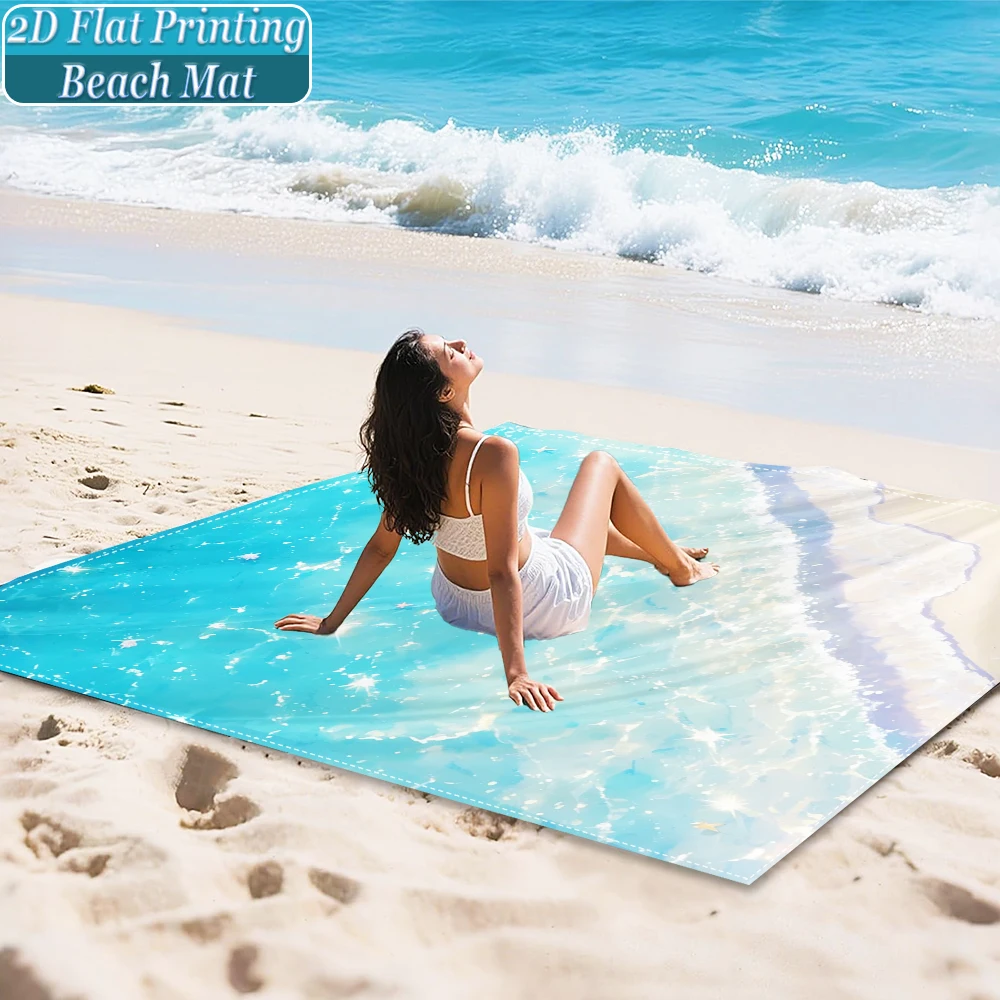 

1-Piece Set, Summer Outdoor Beach Mat, Includes 4 Ground Stakes, Unique Printed Design, Fade-Resistant, Lightweight, Quick-Drying, Easy to Carry, Windproof and Sandproof, Fashionable and Trendy Outdoor Activity Decoration, Suitable for Beach, Camping, Pic