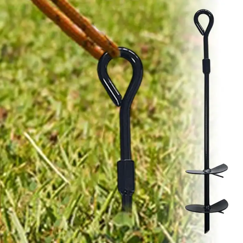 Camping Tent Anchors Earth Anchors Screw-in Tent Stakes Windproof Anchors Hooks Black Coated Drill Driven For Canopies Sheds Car