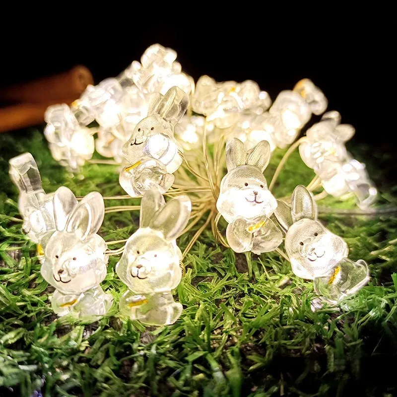 Easter Decoration Lights 1m 10led String Lights Rabbit Bunny Carrots Eggs Shaped Lights Happy Easter Party Indoor Outdoor Decor