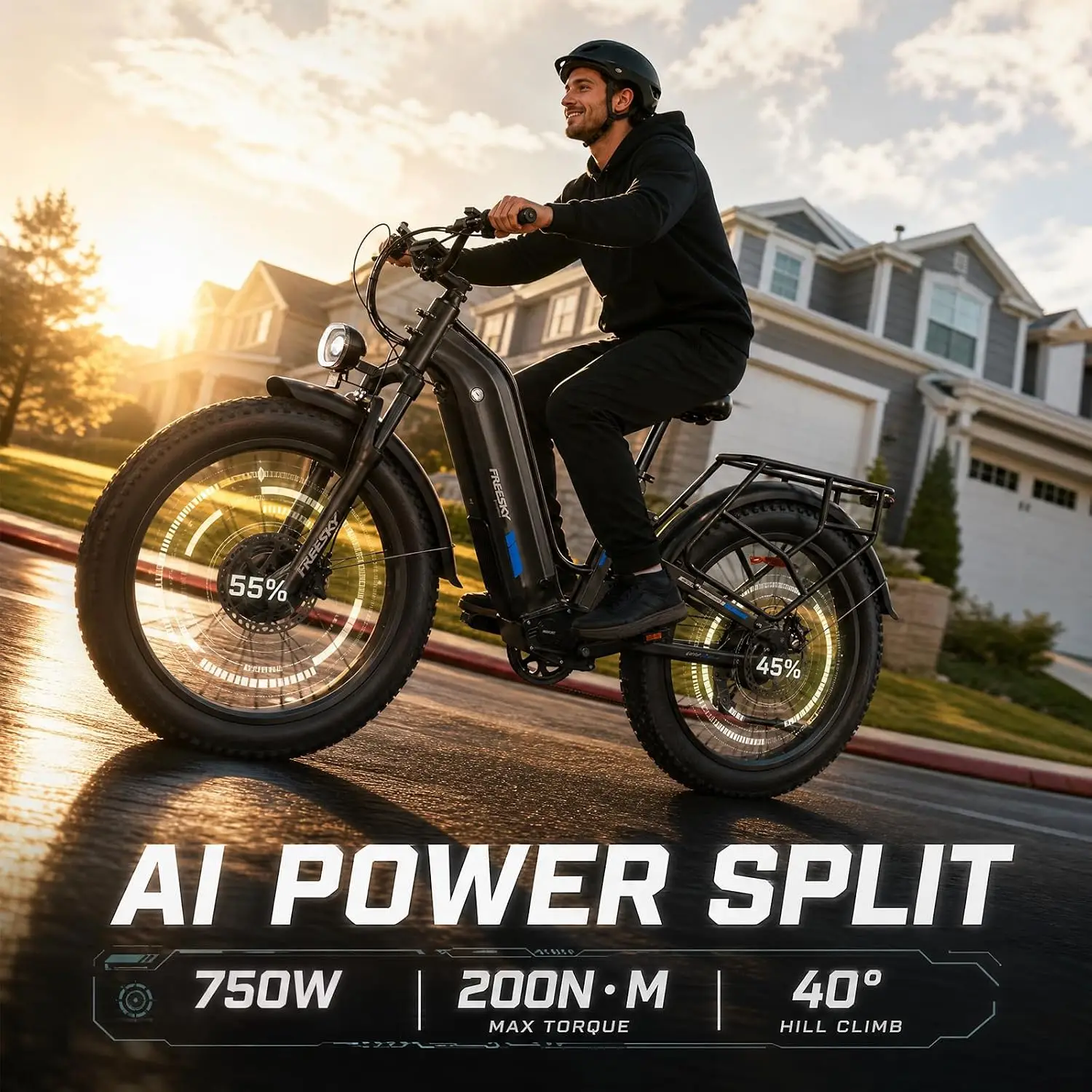 750W 200N.m AI Dual Motor Fat Tire Electric Bicycle Adults Mountain Commuter, Customized