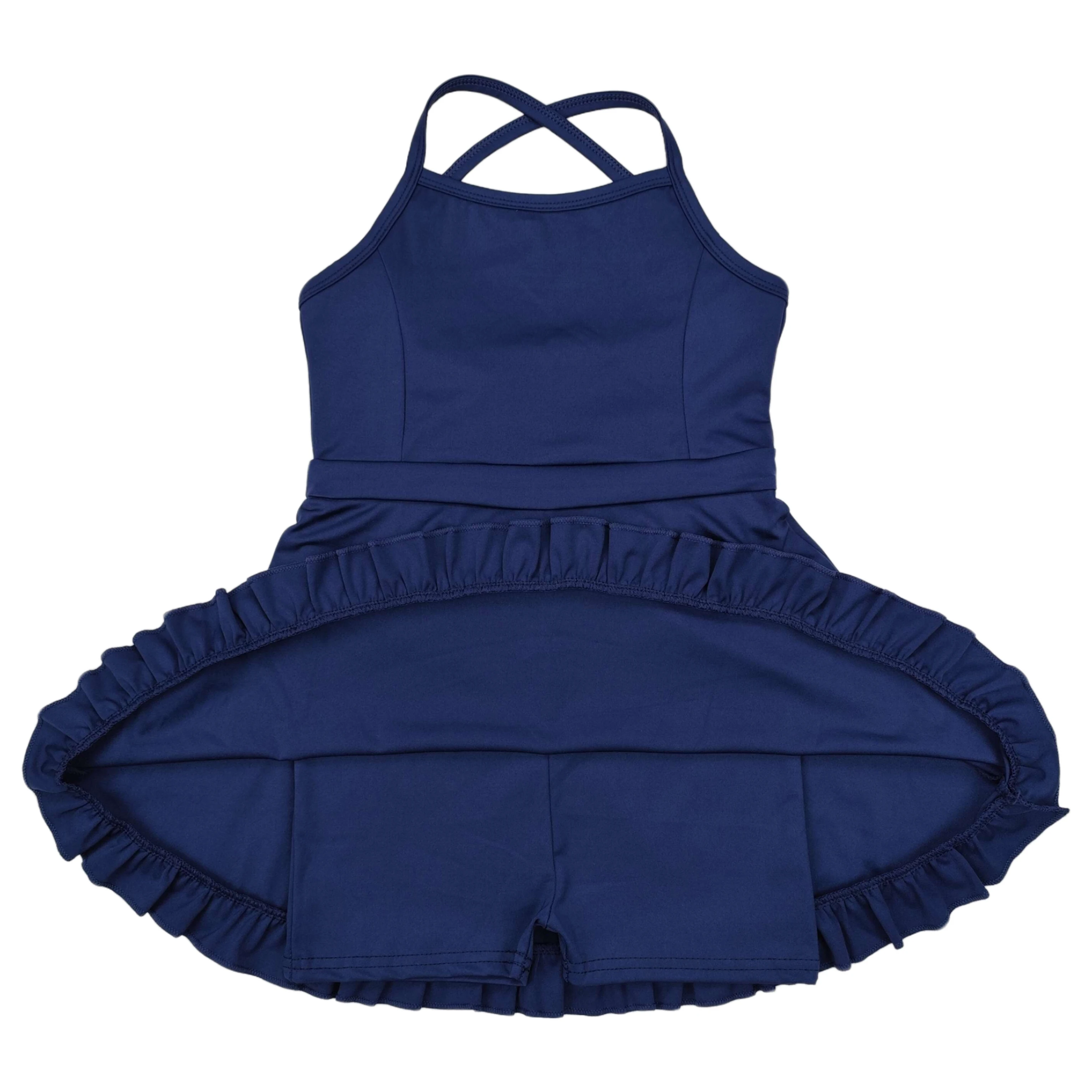 Wholesale Summer Baby Girl Navy Short Dress Toddler Infant Knee Length Kid Children Sleeveless Yoga One Piece Swimsuit Clothes