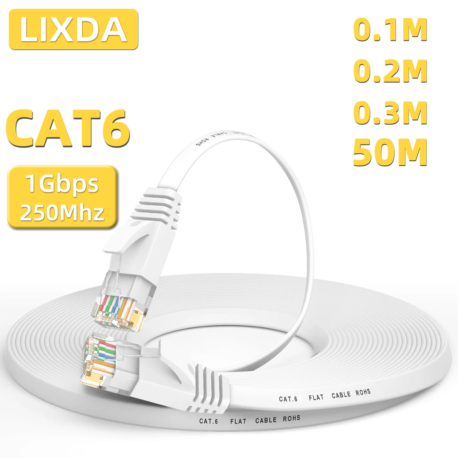 Short 0.1M 0.2M 0.5M CAT6 Flat UTP Ethernet Cable Network Cable 50M RJ45 Patch LAN Cable Ethernet CAT 6